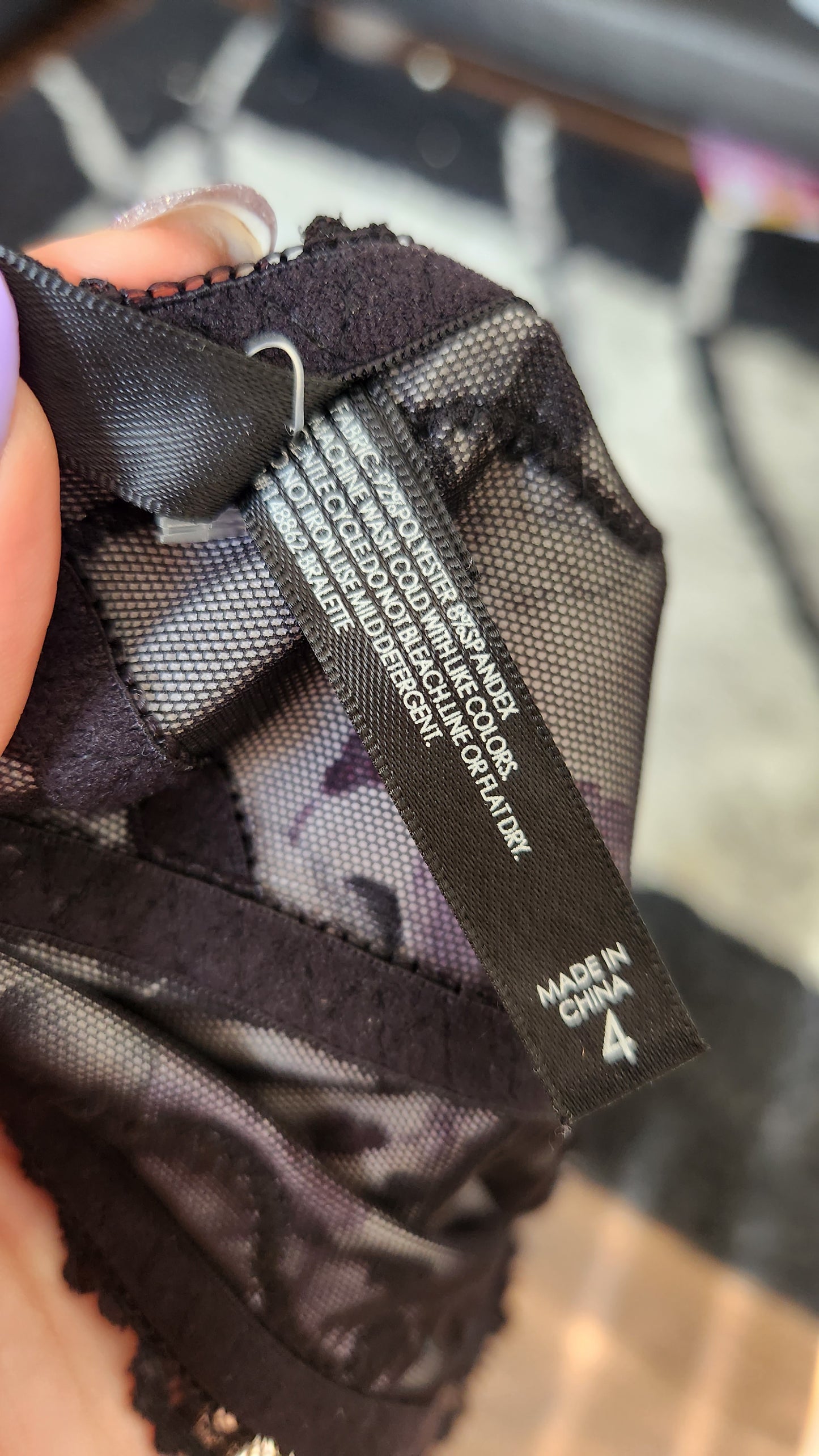 Size 4x Purple Floral, Skulls and Lace Bralette