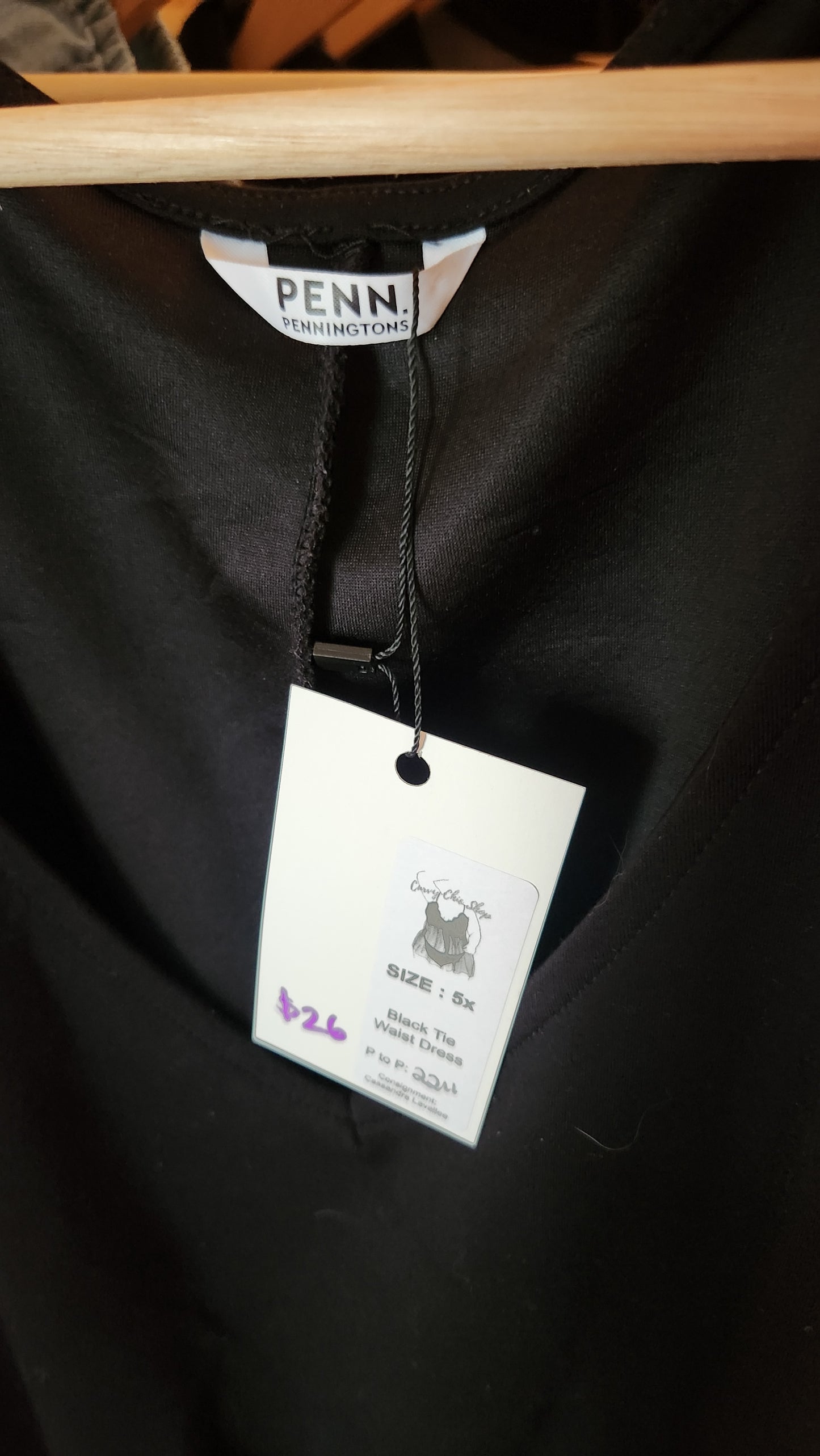 Size 5x Tie Waist Black Dress