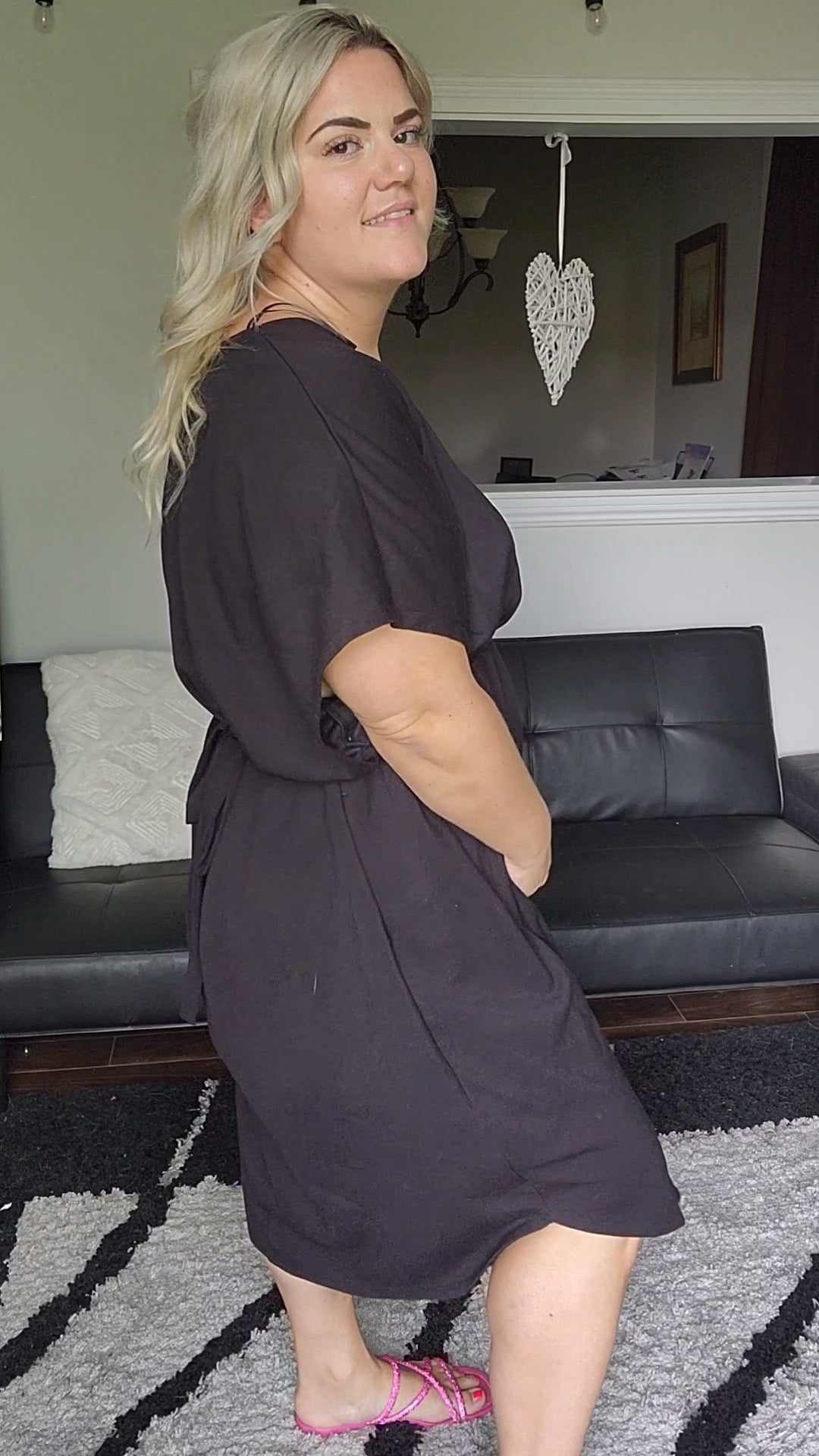 Size 5x Tie Waist Black Dress