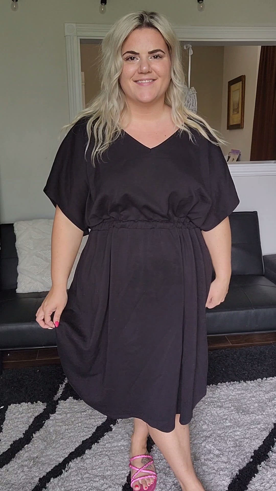 Size 5x Tie Waist Black Dress