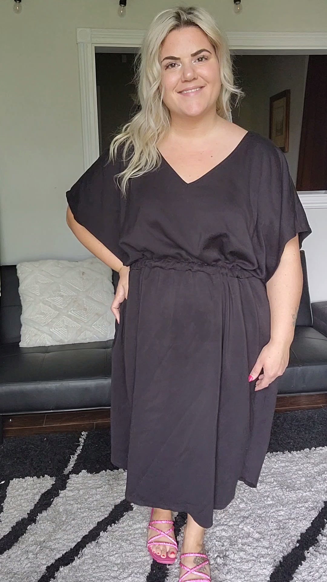 Size 5x Tie Waist Black Dress