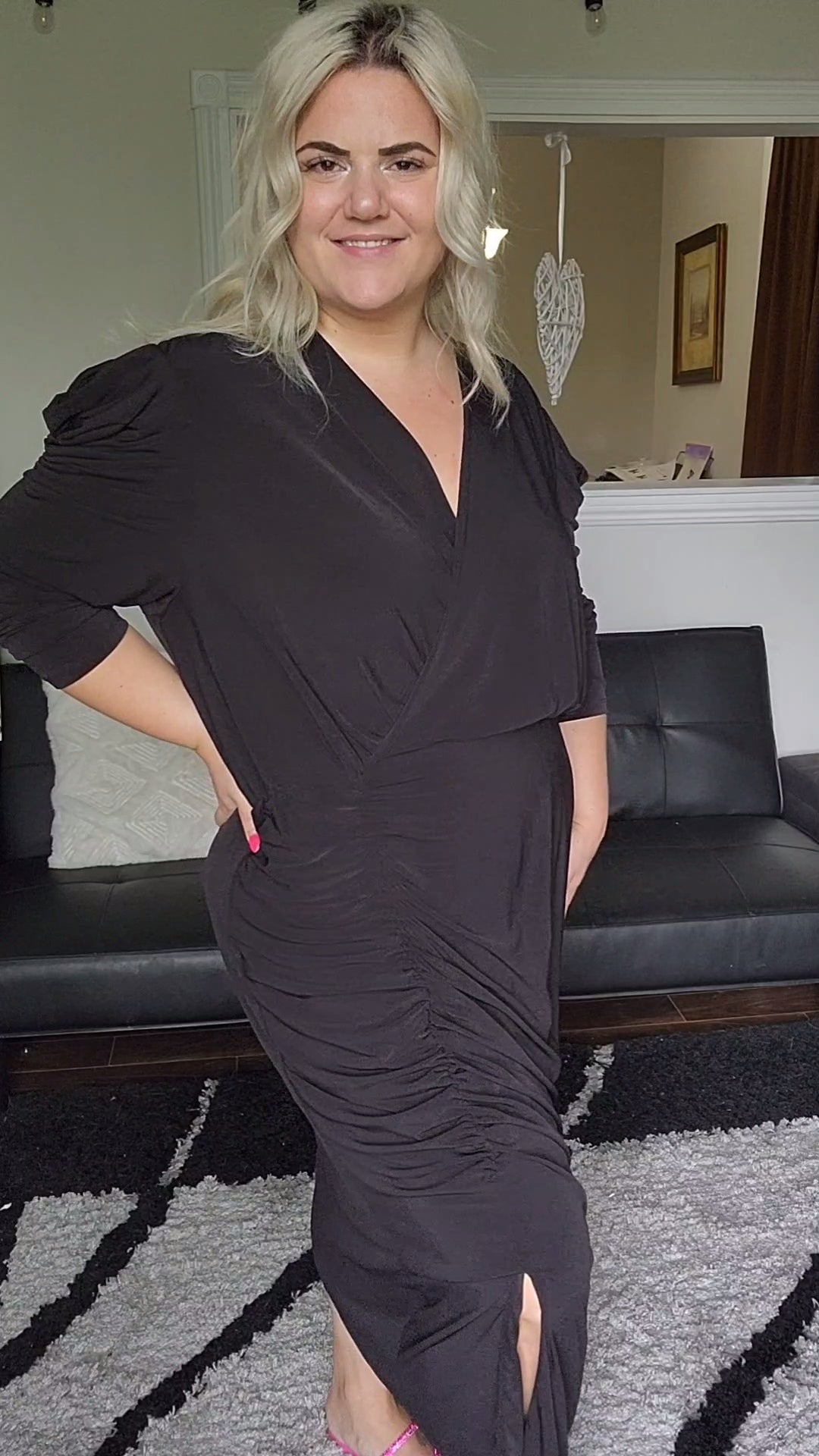 Size 26 Black Ruched Dress