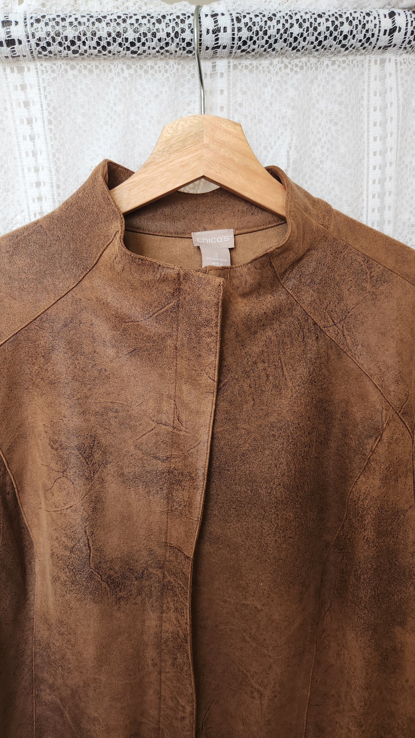Size 1x Faux Suede Brown Bomber Jacket
