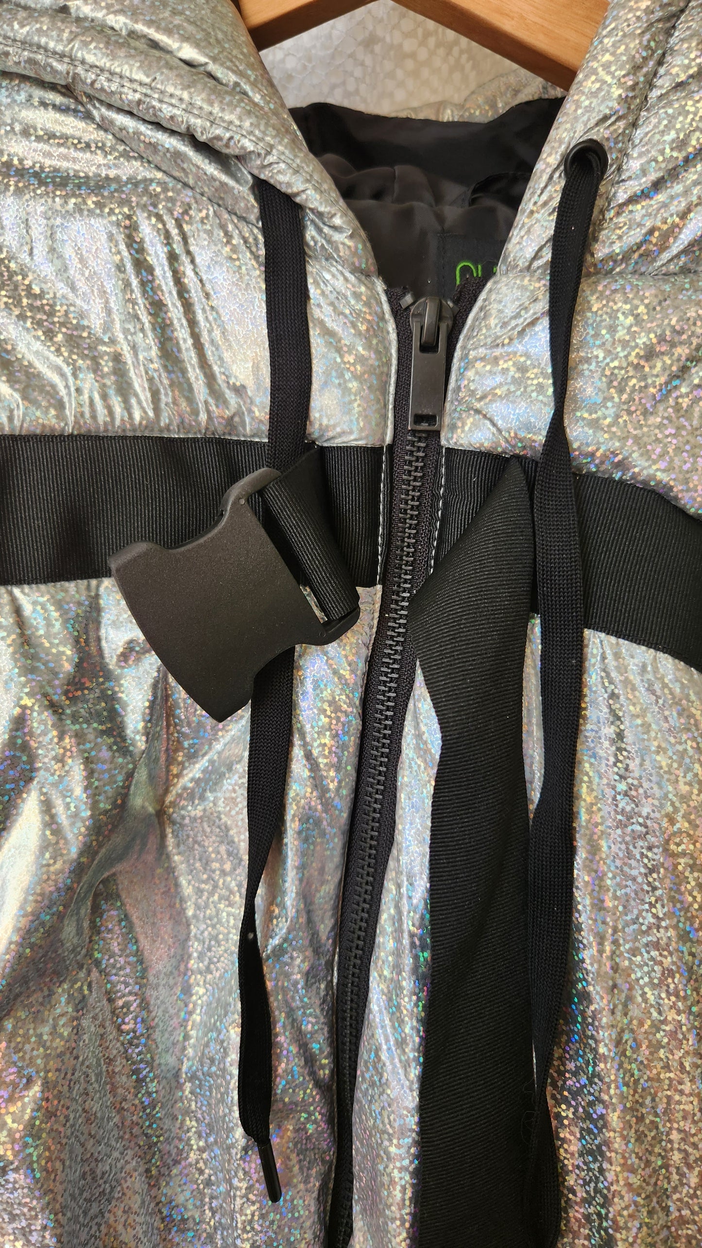 Size XL Silver Bomber Jacket with Buckle Detailing