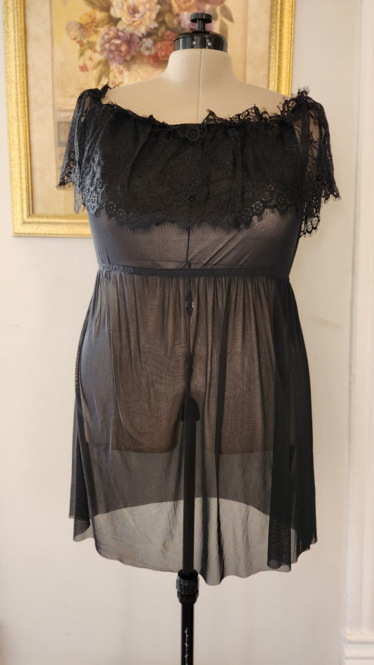 Size 4x Black Mesh and Lace Lingerie Dress
