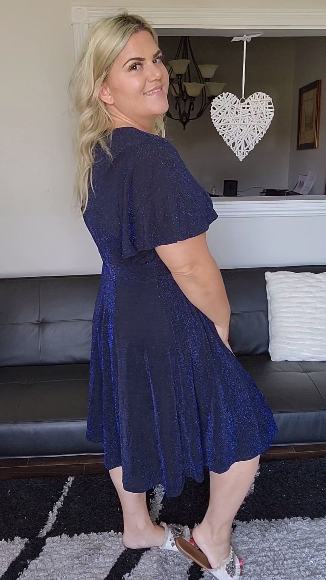 Size 2x Black and Blue Metallic Dress