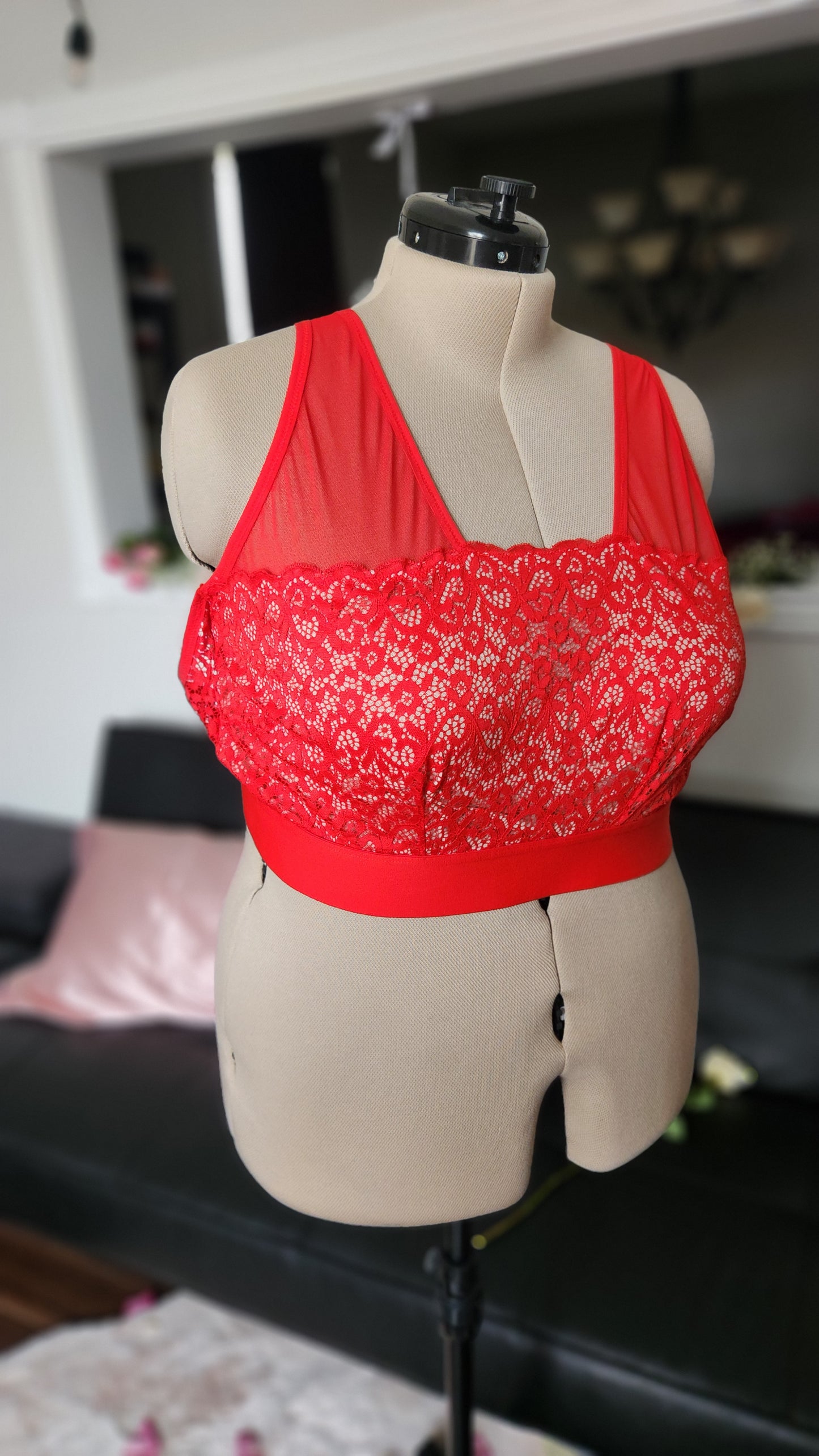 Size 48 DD - G Red Lace Bralette