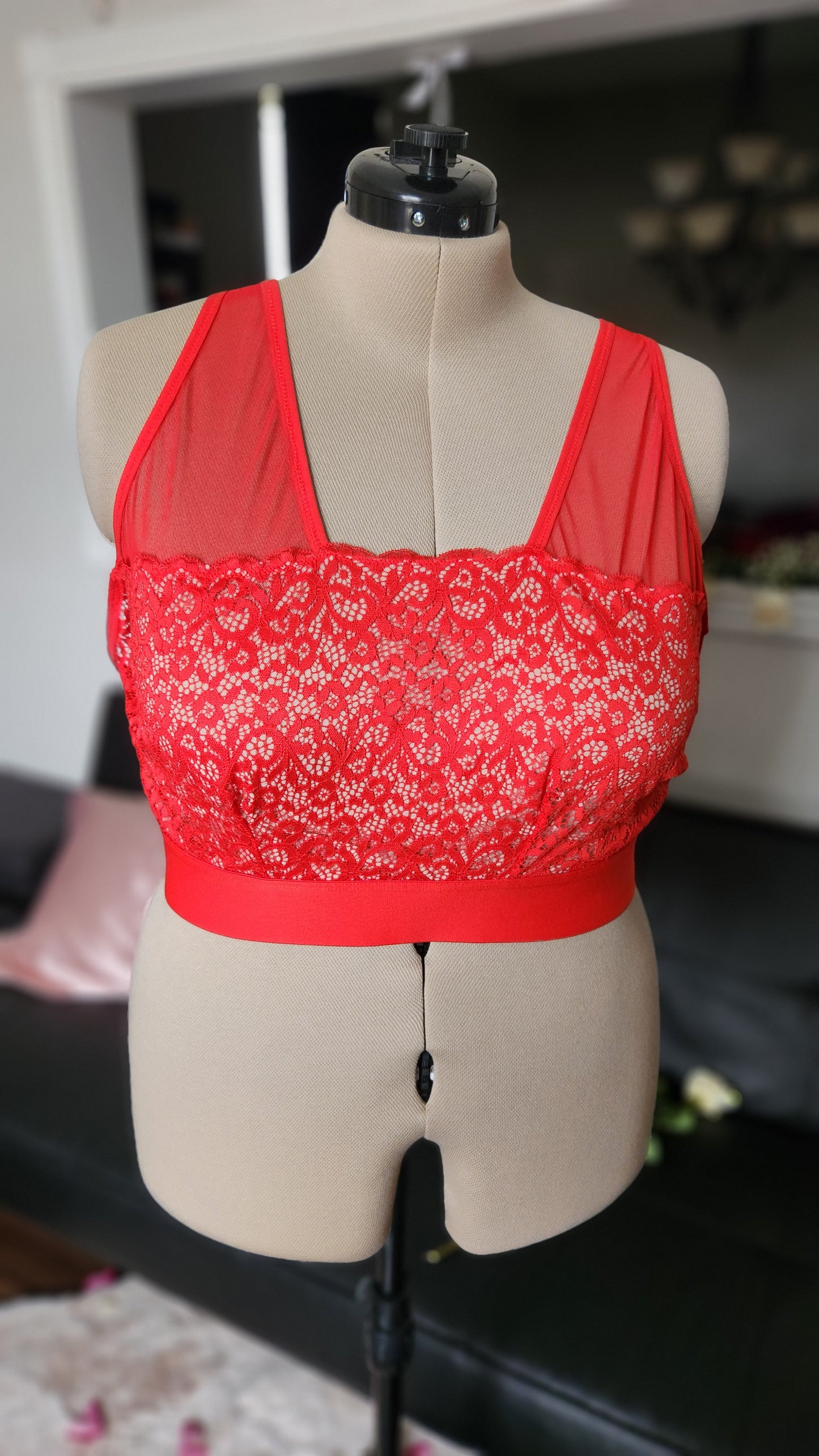 Size 48 DD - G Red Lace Bralette