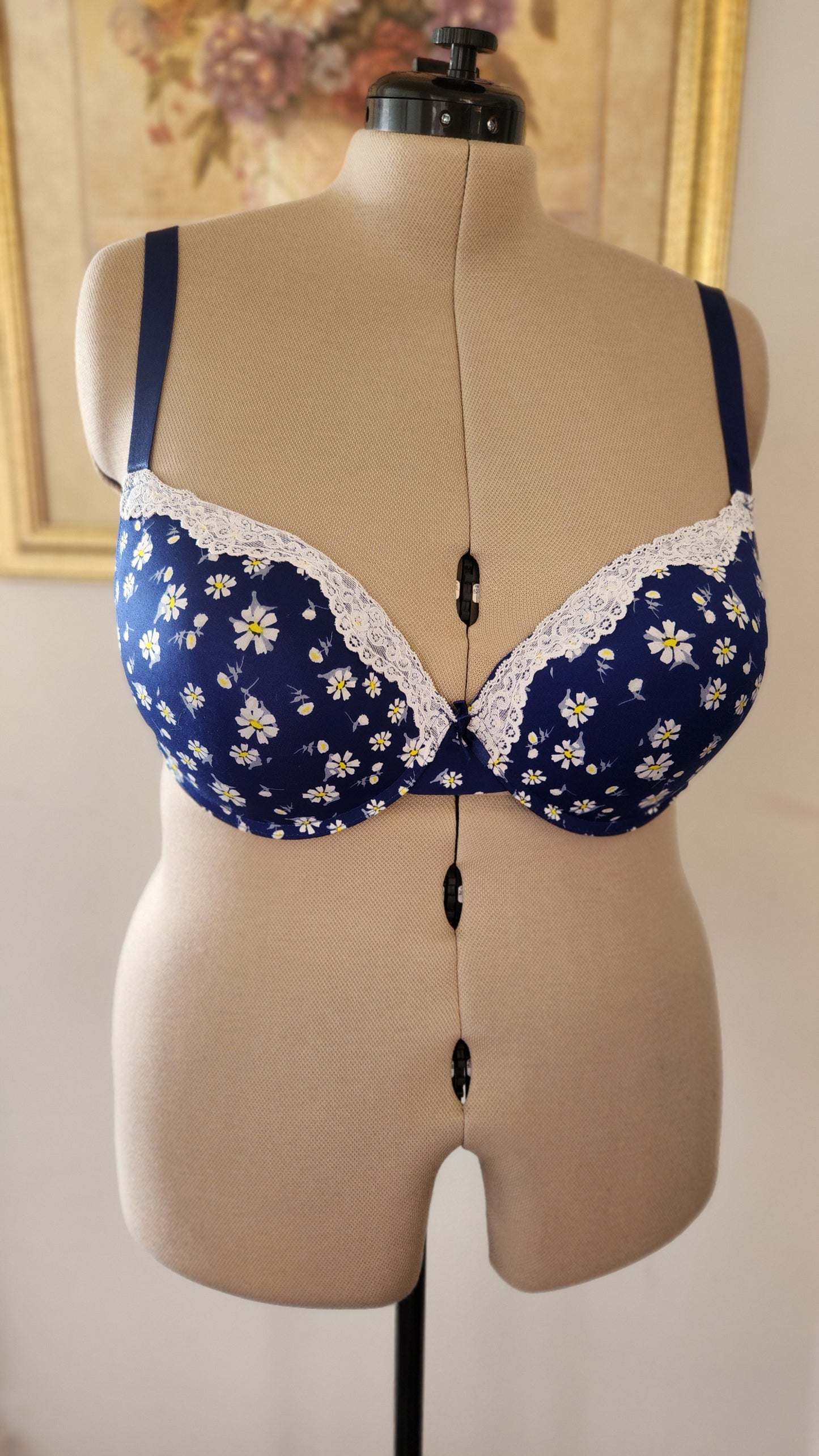 Size 42 C Blue Floral Push Up Bra