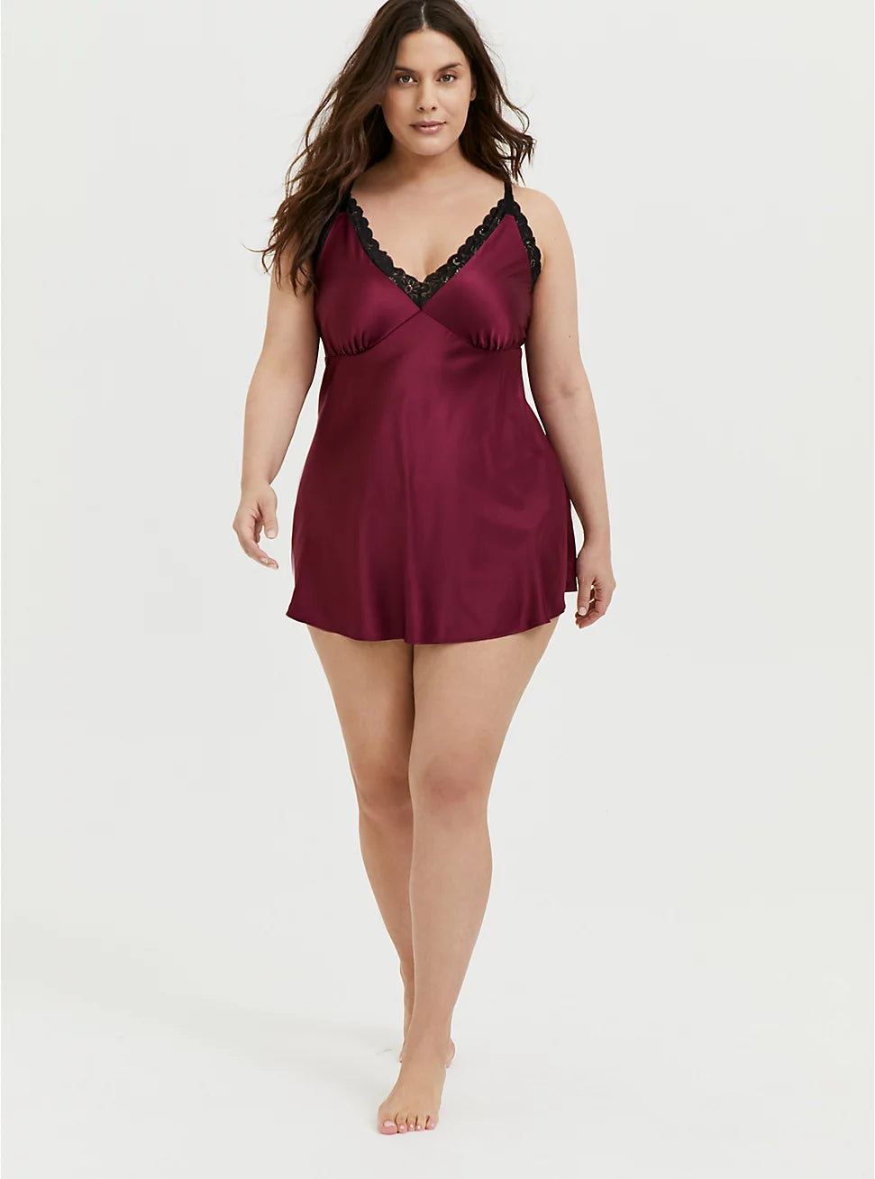 Size 6x Torrid Maroon Satin Baby Doll