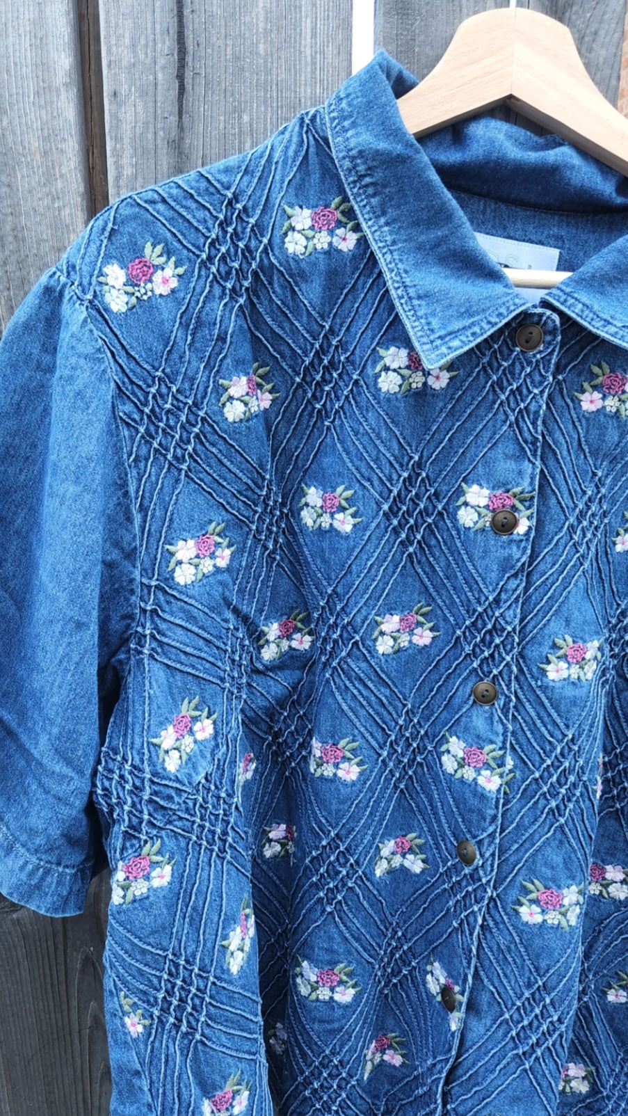 Size 26 Denim Button Up with Embroidery