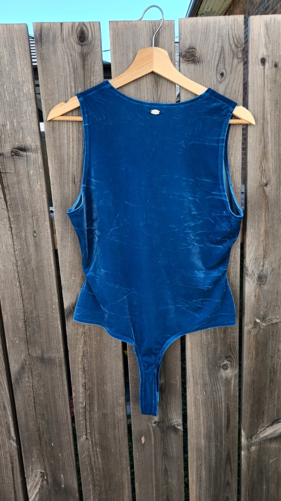 Size XL Blue Textured Velvet Body Suit