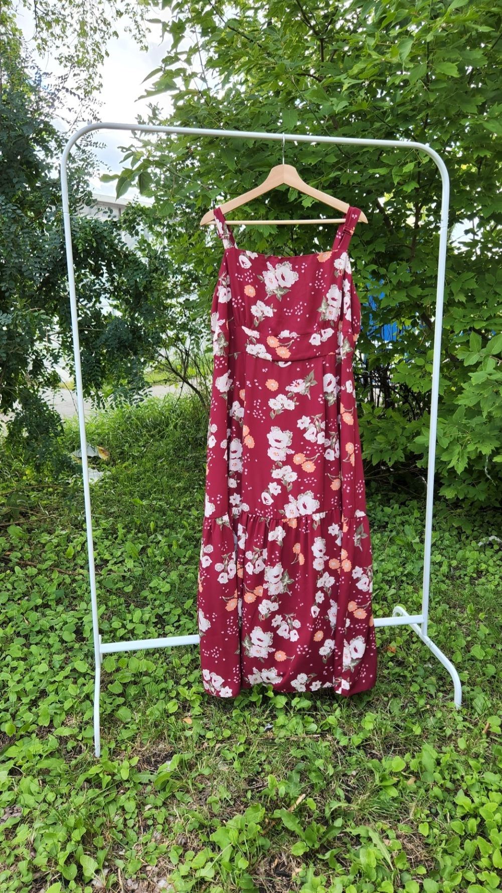Size 16 Red Floral Tiered Dress