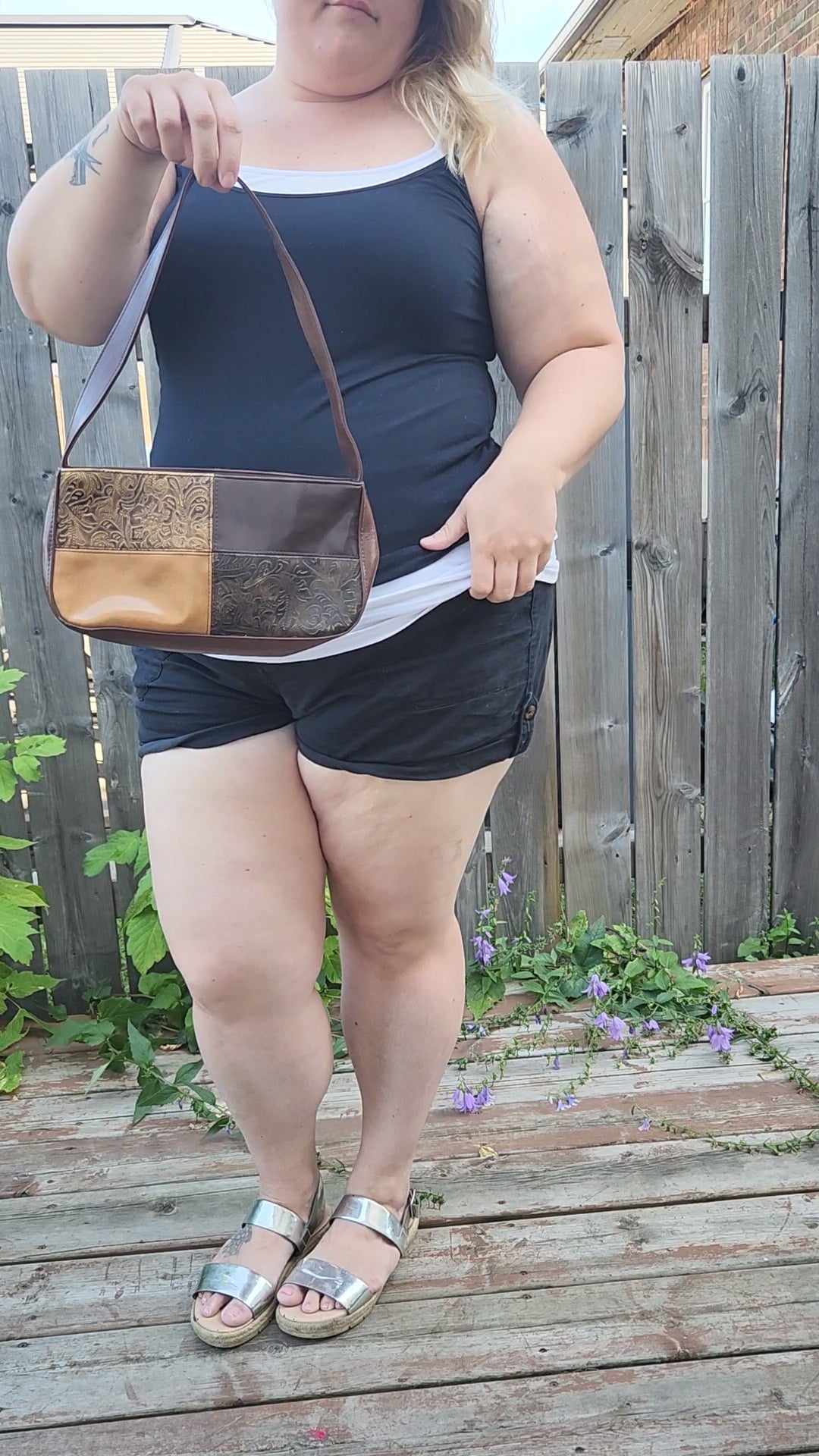 Multi tonal Brown textured vegan leather mini purse