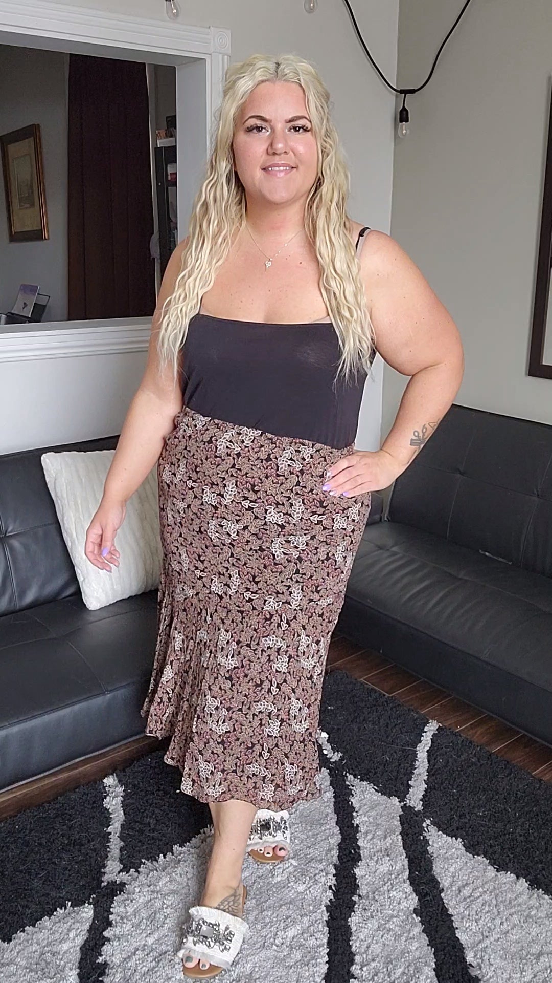 Size Large Brown Ruffle Skirt