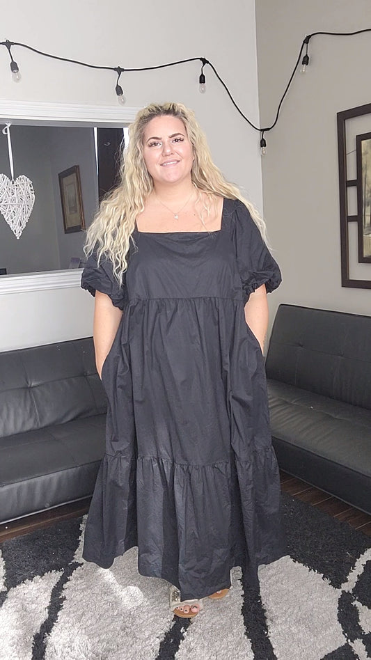 Size 3x Black Peasant Dress