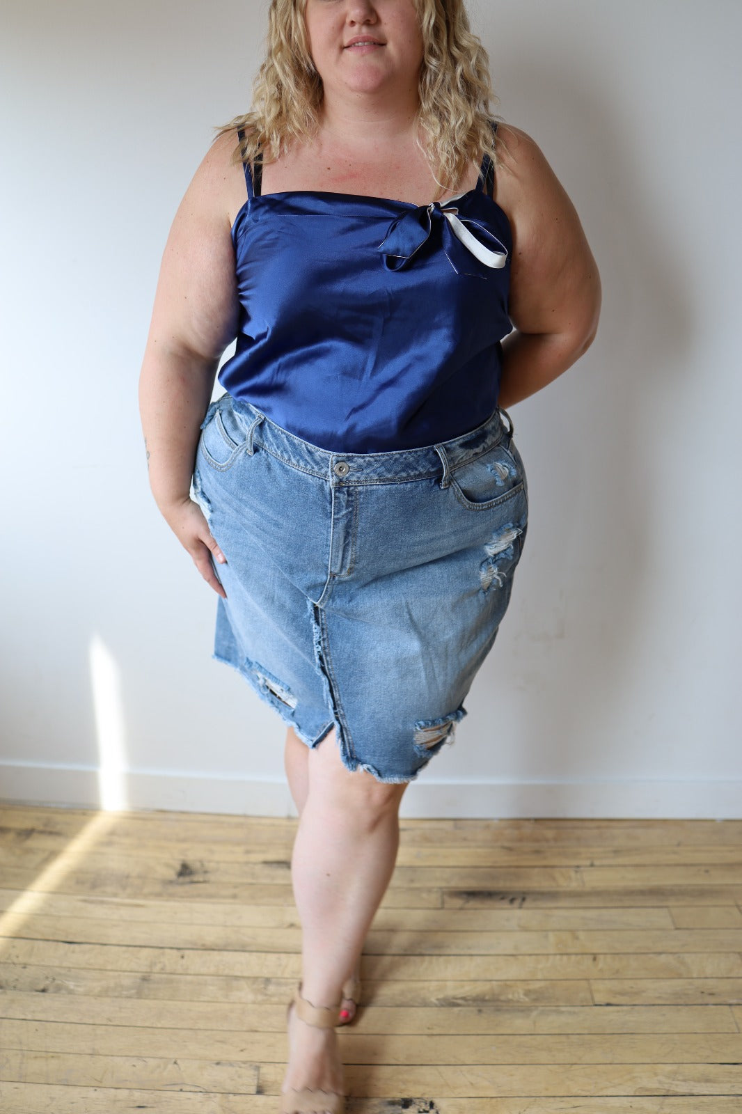 Size 2x Blue Y2k  Satin Tank Top